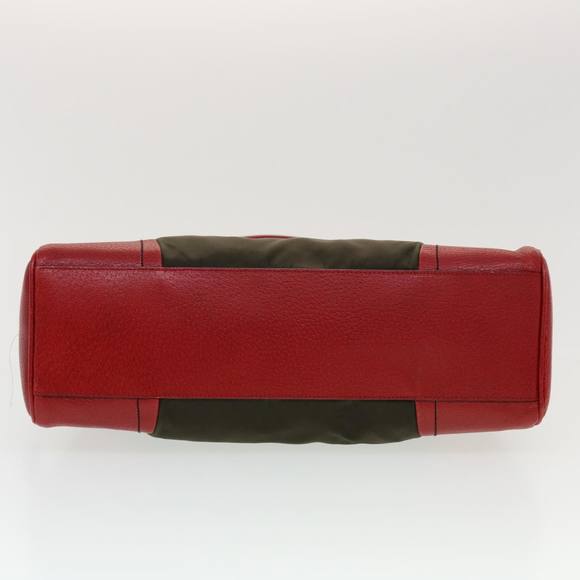 PRADA Hand Bag Nylon Leather Red Green Auth 44987 - Picture 5 of 16